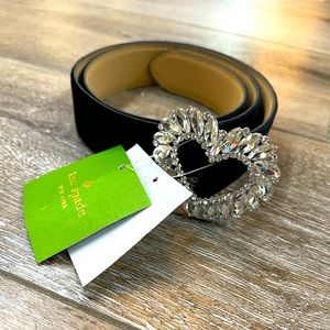 Womens kate spade belt heart rhinestone belt buckle size S/M black velvet